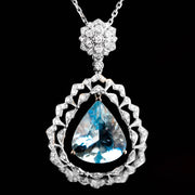 Natural Aquamarine Stone Pendant D4.41ct, Diamond d0.32ct. 18K Gold 5A